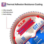 Circular Saw Blades Woodworking TA Series,10" 60-Tooth 5/8" Arbor, for Laminate, Melamine Board, Special Anti-Thermal Adhesion Coating on Cutting Edges -TA,High Finish,Long Life,W10 60T TA