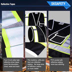 SKSAFETY 10 Pockets Safety Vest, Class 2 High Visibility Security with Zipper, Hi Vis Vest with Reflective Strips, ANSI/ISEA Standard, Construction Work Vest for Men ＆ Women （Black, L）