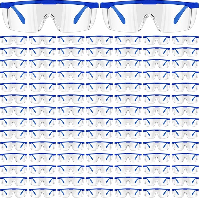 100 Pairs Safety Goggles Bulk Protective Glasses for Shooting Lab Safety Goggles Over Glasses for Kids Adult