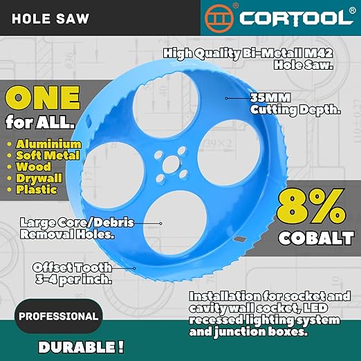 6.25 Hole Saw for Recessed Lights, 6-1/4 Hole Saw Dust Bowl for Recessed Lighting 6 Inch, with Bi-Metal Wood Metal Drywall Hole Cutter