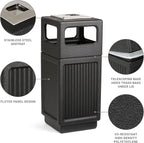 Safco Canmeleon Trash Can, Indoor and Outdoor Use, Durable & Weather-Resistant Commercial Garbage Can with Ashtray, Black