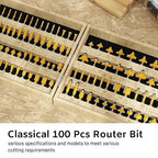 CSOOM 100PCS Router Bits Set - 1/4" Shank, Professional Wood Bits, Tungsten Carbide Milling Bits for Woodworking