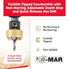 Amana Tool 82 Degree Countersink with Drill Bit Depth Stop and No-Thrust Ball Bearing, 55242, 1/2 D x 3/16 Drill D x 1/4 Inch Quick Release Hex Shank