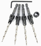 FTG USA Adjustable Wood Countersink Drill Bit Set 4 Pc #10 (3/16") with Tapered Drill Bit for Woodworking