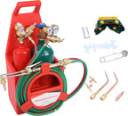 Portable Oxygen Acetylene Torch Kit, Professional Oxy - Acetylene Welding & Cutting Set with Gauge, Gas Tank Tote, Long Pipe Brass Nozzle, for Industrial & DIY Use