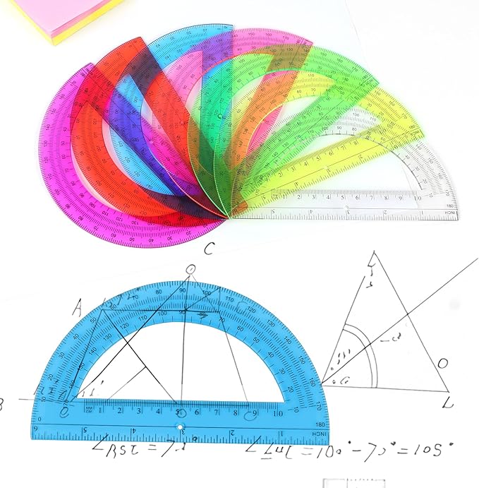 Plastic Protractor Math Protractors 180 Degrees for Geometry Classroom Student School Office Supplies, 6 Inch, Pack of 2 (Purple)