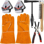 Welding Accessories,6pc,Chipping Hammer 10.5",Leather Welding Gloves 13.5",6-in-1 Welpers Pliers 8",Wire Brush 11",Welding Magnet 50LB
