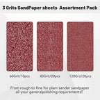 1/4 Sandpaper Sheet,4-1/2"*5-1/2" Assorted 60-80-120,50PACK