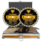 FOXBC 8" Carbide Stacking Dado Blade Set for SawStop, Jet, Dewalt, Bosch Saw - 14 Pieces
