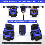 Tool Belt,Magnetic Tool Pouch,27-Pockets Heavy Duty Padded Tool Belts for Men,Detachable & Adjustable Tool Pouch Bag for Electrician,Carpenter,Construction,Work Apron,Utility Belt,Black,Blue