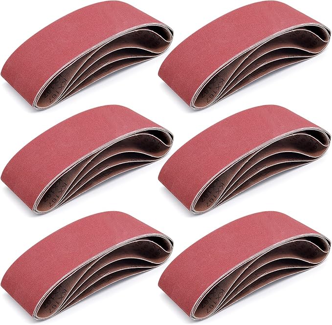 4 x 24 inch Sanding Belts, 120 Grit Aluminum Oxide Belt Sander Sanding Belt, 4x24 Belt Sander Belts for Woodworking, 24 Pack(4x24in, 120 Grit)