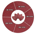 S SATC Mouse Detail Sander Sandpaper 50 PCS Mouse Sanding Pads 12 Hole Mouse Sandpaper Assorted 60/80/120/150/220 Grits
