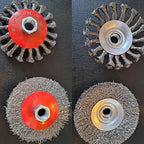 Wire Wheel Brush Set for 4-1/2" Angle Grinders, 3 & 4 Inch, 5/8-11 Thread, Knotted & Crimped Wire, 4-Pack,for Removing Rust, Paint,Corrosion, Burrs, Scales