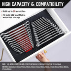 ALOANES 78-Slot Metal Wrench Organizer, Heavy Duty Wrench Organizer Tray for Tool Box, Professional Fit SAE & Metric Wrench Storage, 6 Pack Wrench Holders(Red)