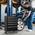 6-Drawer Rolling Tool Chest Cabinet, Large Capacity Metal Tool Box with Wheels and Keyed Locking, Roll Around Storage Organizer Tool Cart for Garage, Warehouse, Work Shop (Black)