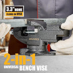 Dual-Purpose Combined Bench Vise, 3.3 Inch Table Vise, Universal Rotate 360° Work Clamp-On Vise,Table Vice With Quick Adjustment for Woodworking, Drilling, Sawing, Metal Working and DIY