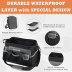 16-inch Tool Bag, Portable Tool Box Organizer Storage, Wide Mouth Tool Tote Bag with Large Zipper, 17-Pocket Adjustable Shoulder Strap and Ergonomic Handle (16" Molded Base)