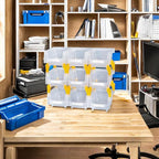 Plastic Garage Stacking Hanging Storage Bins,5-1/3"X4-1/5 X3,Clear,9 pack