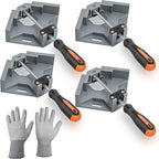 Corner Clamps for Woodworking, 4 Pack Durable Premium Aluminum Alloy Wood Clamps with Electroplated Spiral Rod and Ergonomic Handle, Corrosion-Resistant 90 Degree Clamp, Including Cut Resistant Gloves