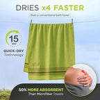Zumi 100% Cotton Quick Dry Travel Towel - Soft, Thin, Compact, Highly Absorbent, Lightweight Camping Towel for Beach, Gym, Bath, Shower, Swimming, Dorm, RV - Green