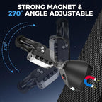 SMA LED 18W Work Light 2400LM Aluminum Alloy Strong Magnetic Waterproof Dustproof Portable Handle Floodlight Suitable for Repair Workshop Garage Construction Site (Black)