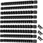 ALOANES 9 PC ABS Socket Organizer, 1/2 inch, 3/8 inch and 1/4 inch Drive Socket Rail Holders, Heavy Duty Socket Racks, Black Rails with Black Clips