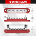 DaierTek 12v Bus Bar 150A Small Battery Power Distribution Block 12 Volt Positive & Negative Terminal Block Busbar 2 x 1/4" Terminal Studs 5 x #8 Terminal Screws with Cover for Marine Automotive Car