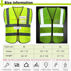 JenPen 10 Pieces Reflective Safety Vests with Pockets and Zipper, High Visibility Mesh Construction Vest for Men Women