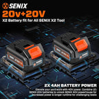 SENIX 40V 14" Electric Chainsaw, Cordless Battery Powered Chainsaw, Brushless Chain Saw, Includes 2x4Ah Batteries & Charger, Garden Tool for Trees, Pruning, Branch Cutting, Yard, Gift, CSX2-M2