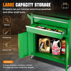 Crownland 8-Drawer Rolling Tool Chest with Wheels, Lockable 2 in 1 Detachable Tool Cabinet wit Drawers and Black Liners, Garage Top Toolbox & Bottom Storage Cart with Side Hooks(Green)