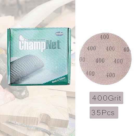 Mesh 5 inch 6 inch Sanding Discs 35PCS Hook and Loop Sanding Discs, Dust-Free, Ideal for Metal, Wood, Composites, Stock Removal, and Fine Finishing (6in, 400 Grit)