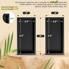 Kitchen Drawer Organizer Bins, Black Bamboo Drawer Organizer Stackable for Silverware, Utensils, Cutlery, Flatware, for Junk Drawer, Dresser, Bathroom, 6" x 3" x 2.5" (Set of 2)