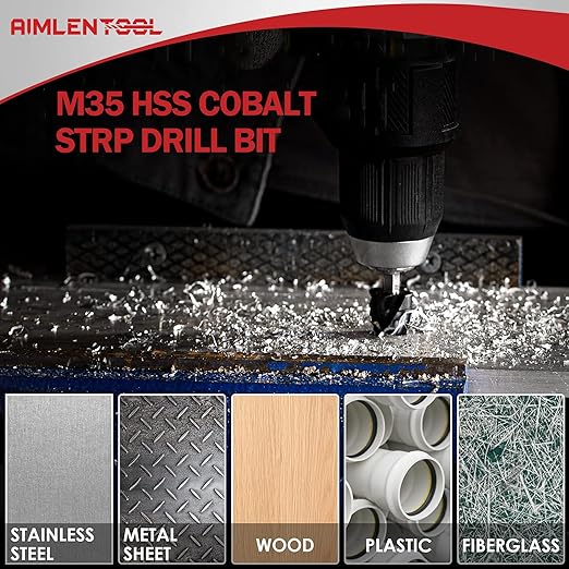 M35 Four Spiral Flute Cobalt Step Drill Bit Set 1/8"-7/8", Industrial Grade Wear-Resistant TiAlN Coated 1/4" Hex Shank Step Bit for Metal, Stainless Steel, Aluminum, Wood, Plastic (3pcs)
