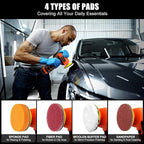 Cordless Sander, 3" Palm Sander with 16.8V 3.0Ah Li-ion Battery, 3500RPM Mini Polisher, 19 Accessories Sander Tool for Sanding/Polishing/Waxing/Cleaning