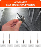 Needle File Set - Carbon Steel 6-Piece Set Includes Flat, Flat Warding, Square, Triangular, Round, Half-Round Files