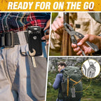 BIBURY Multitools BI2043, 17-in-1 Portable Multitool Foldable Spring-Loaded Pliers with Scissors, Can Opener & Screwdriver, EDC Tools for Camping, Outdoor Activities, Home Repair - Titanium Plating