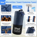 Sfee 2 Pack Microfiber Travel Towel, Quick Dry Towel Camping Towel Large Beach Towel Super Absorbent Compact Lightweight Sports Gym Towels Set for Beach, Gym, Hiking, Pool, Backpacking,Bath,Yoga