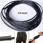 50ft - 1/2 Inch & 1/4 Inch Expandable Braided Cable Sleeve, Braided Wire Sleeving, Cable Wrap Mesh Wire Loom
