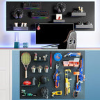FZK Peg Board, 82PCS Metal Pegboard Wall Organizer Kit. Heavy Duty Pegboard, Peg Boards, Pegboard for Walls, Black Pegboard for Garage Craft Room Workbench Office Kitchen Tool Organization, 36 * 24