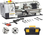 INTSUPERMAI 8"× 24" Metal Lathe Mini Precision Benchtop Metal Lathe Metric Thread Hobby DIY Metal Lathe1100W Brushless Motor Metal Turning Machine with 4 Jaw/3 Jaw Chuck 110V