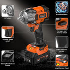 Impact Wrench with 3-Speed Torque Settings (380/600/900N.m),1/2 Impact Gun Chuck & 3/8" Adapter,4Ah Battery & 2.0Ah Fast Charger,Power Tool Kits for Impact Drill,Heavy-Duty Tasks