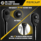 3/8-Inch Drive Ratchet Wrench, 90 Tooth Reversible Ratchet, 4-Degree Swing, Ergonomic Handle, Chrome Alloy Made, Quick Release Ratchet Wrench for Repairing, Home, DIY
