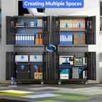 71" Metal Garage Storage Cabinet with 8 Hooks and Pegboards,2 Drawer Rolling Tool Storage with Locking Doors and Adjustable Shelves,Heavy Duty Steel Tool Cabinet for Garage, Warehouse