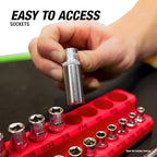 OEMTOOLS 22460 6 Pack Set Metric and SAE Magnetic Socket Tray Set, Red and Black Socket Organizers, 1/4, 3/8, 1/2 Inch Drive Socket Organizer Tray Set