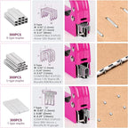 33Pcs Pink Staple Gun Tool Set, 3 in 1 Upholstery Staple Gun for Wood Heavy Duty and 900 Staples, Perfect for DIY Decoration, Crafts, Carpentry, Arts, Pink Tool Kit for Women