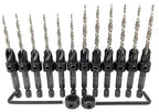 FTG USA 6 Pc #6 (9/64"), 6 Pc #8 (11/64") Countersink Drill Bit Set with Depth Stop Collar, Hex Wrench - Tapered Drill Bits for Wood