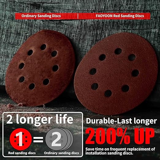 80 Grit 5 Inch Sanding Discs Hook and Loop, Sanding Disks, Sandpaper for Wood, 100 Pcs