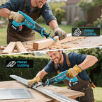 Seesii Reciprocating Saw Cordless, 3300 RPM Brushless Motor with 2 x 4.0Ah Batteries, 8 Saw Blades Portable for Wood PVC Cutting