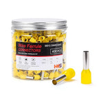 HKS 400PCS Wire Ferrule Connectors - AWG10-6.0mm² Copper Barrel Pin Cord Ends Insulated Ferrules Terminals - E6012 Yellow
