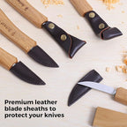 Wood Carving Kit, Deluxe 5pc Whittling Knife Set with Razor-Sharp Knives, Spoon Carving Knife, Wood Whittling Kit for Beginners and Adult Crafts